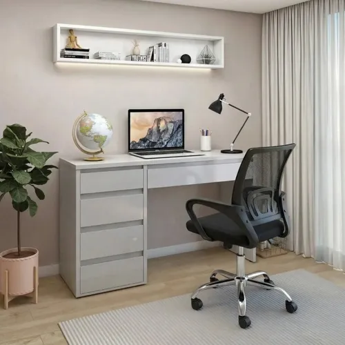 Conjunto 2 Peças Com Escrivaninha 100% Mdf Berlim E Jdwt Offwhite/preto