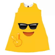 Vestido Trapézio Infantil Emoji Personagem Criança