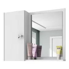 Armário De Banheiro Com Espelho Porta E Divisória Cor Branco