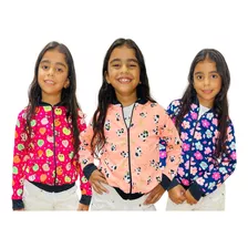 Kit 3 Jaquetinha Bomber Infantil Feminina Meia Estação 