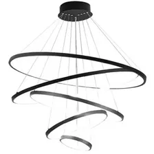 Lustre Led Pendente Anéis 5 Arcos Pé Direito Duplo Preto 110v/220v