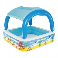 Pileta Inflable Cuadrada Bestway 52192 De 140cm X 140cm X 114cm 265l Multicolor