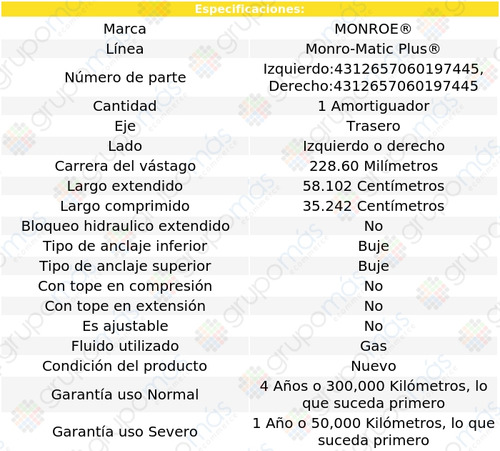 1 Amortiguador Tra Der O Izq Monro-matic Plus Astro 85-05 Foto 3