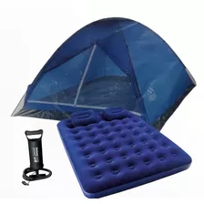 Carpa 4 Personas + Colchón Doble + 2 Almohadas + Inflador