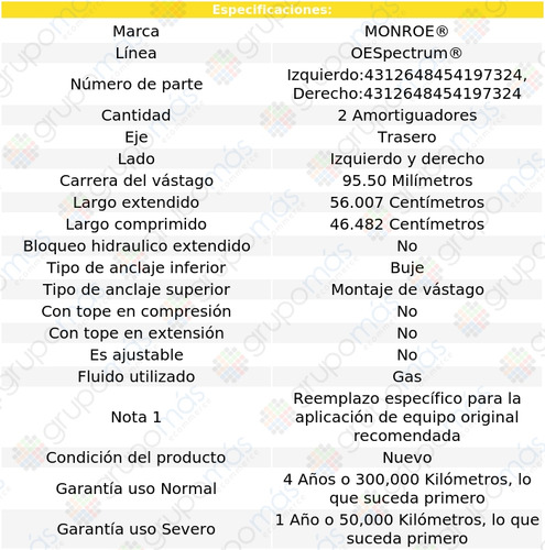 2 Amortiguadores Gas Oespectrum Tra Acura Csx 06-11 Monroe Foto 3