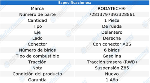 Maza Rueda Delantera Der C/conector Abs I-280 L4 2.8l Rwd 06 Foto 5