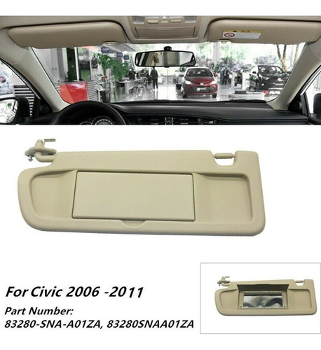 Par Viseras Beige Honda Civic 2006 2007 2008 2009 2010 Foto 5