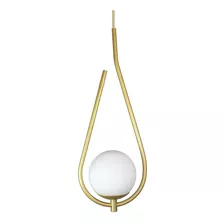 Lustre Pendente On Drop - Dourado Com Globo De Vidro Branco