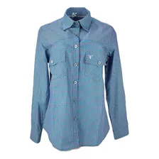 Camisa Feminina Texas Farm Xadrez Azul E Rosa Ref: Caf 117