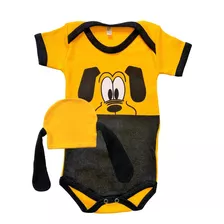 Body Bori Bore Roupa Roupinha Personalizada Pluto + Touca 