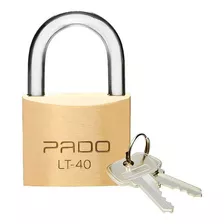 Cadeado De 40 Mm Mesmo Segredo Latão Com 2 Chaves Lt-40 Pado Cor Dourado