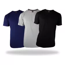 Kit Com 3 Camisetas Malha Algodão 