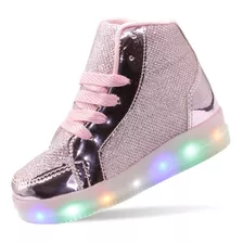 Tenis Calçado De Led Luz Star Rosa Glitter Feminio Infantil