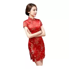 Vestido Tradicional Chinês Qipao Cheongsam Curto Cheongsam