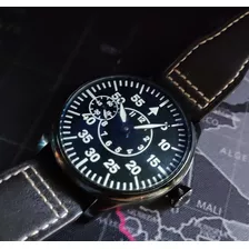 Reloj De Piloto Mecánico De Cuerda En Acero Inoxidable Piel