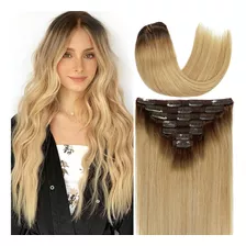 Caliee Extensiones De Cabello Humano Real Con Clip, Races De