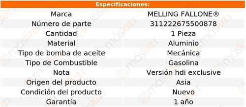 1-bomba Aceite Citroen C3 4 Cil 1.4l 08/11 Melling Fallone Foto 2