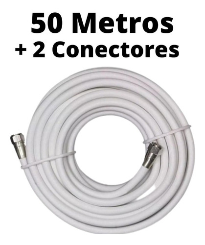 Rollo 50 Metros Cable Coaxial Rg6 Blanco, Inter, Movistar