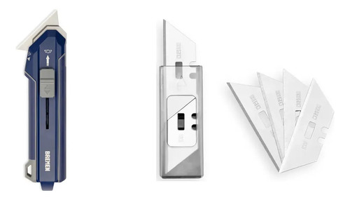 Kit Bremen: Cutter Cuchilla Raspador 2 En 1 8794 + Repuesto Hoja Trapezoidal 19mm 10pz 8795