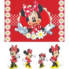 Kit Display Minnie Vermelha(2) 4 Peças + Painel(flor) 2x1,50