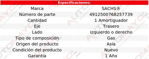 1 - Amortiguador Gas Tras Izq/der Sachs Passport Honda 94-97 Foto 2