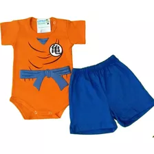 Conjunto De Bebe Body Manga Corta Dragon Ball Goku Y Short