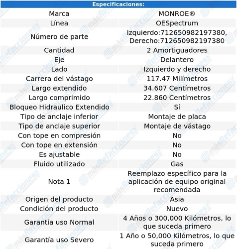 Par Amortiguadores Delanteros Gas Oespectrum Cyclone 68-71 Foto 3