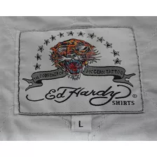 Camisa Ed Hardy Lilás Roxa Tecido Oxford G Vintage 