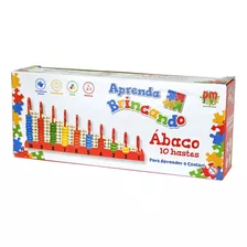 Ábaco Didático Aprenda Brincando 10 Hastes Madeira - Dm Toys