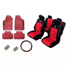 Kit Vermelho Capas Couro Bancos Carro Uno 2012 2013 2014