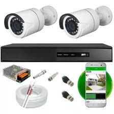 Kit Cftv Com 2 Câmeras Dvr 4 Canais 4ch Full Hd Fd1 Cabo