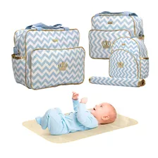 Mochila Maternidade Bolsa Grande Mamãe Bebê Multifunção Azul