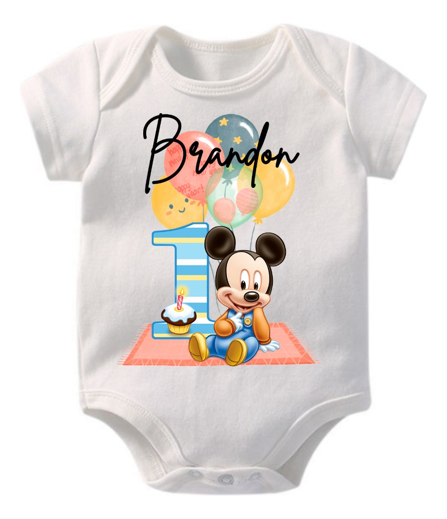 Body Bebe, Mickey Mi Primer Año, Personalizado Con Nombre.