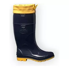 Bota Galocha Borracha Pvc Impermeável Azul/amarela C/amarra