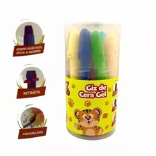 Giz De Cera Gel Macio Aquarelável 12 Cores Retrátil Kaz