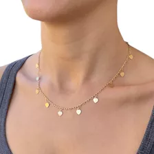 Colar Banhado A Ouro 18k Folheado Corrente Choker Corações