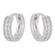 Brinco Argola De Prata 925 Com Zirconia Cravejada Joias