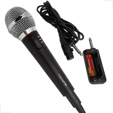 Microfone Profissional Sem Fio E Com Fio 2 Em 1 Cor Preto
