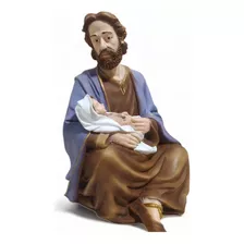 Imagem Estatua São José Sentado Menino Jesus Em Resina 20cm