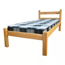 Cama 1 Plaza Madera Maciza Pino Nacional Reforzada + Colchón