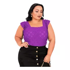 Blusa Regata Feminina Plus Size Babadinho Verão Gg 46 48 50