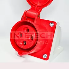 Tomada Industrial Sobrepor 3p+t 16a 380-415v 6h Vm Cor Vermelho