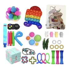 Kit Sensorial Antiestrés Fidget Cube 26 Piezas Con Bolsa