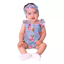 Conjunto Body De Bebe Menina Com Laço 100% Algodão