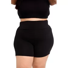 Short Meia Coxa Justo Cós Alto Suplex Fit M Ao G3 Plus Size