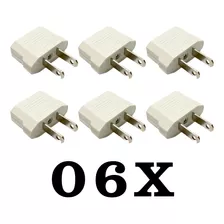 6x Adap. Tomada Eua Japão / China 110/220v Viagem Branco 10a 110v/220v