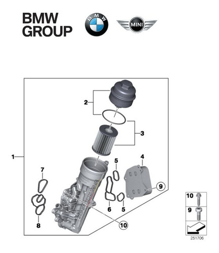 Filtro Aceite Bmw 520i 523i 525i 528i 530i 535i Bmw F10 E60 Foto 9