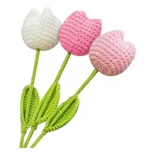 3 Tulipanes Tejidos Ramos De Flores Tejidas Crochet Regalo