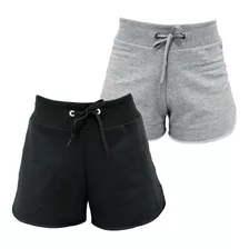 Kit Com 2 Shorts Moletom Femininos Básicos Leves Plus Size