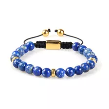 Pulseira Pedras Masculina 8mm Onix Jade Azul Moda Bolinhas